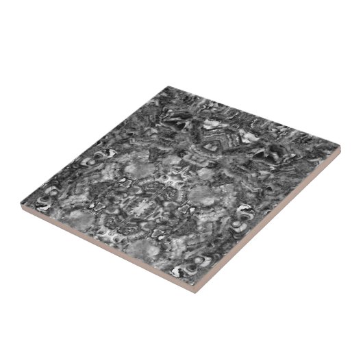 grijs rokerkwarts, zwart wit grijs patroon tegeltje (Zijkant)
