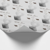 grijs romantisch hartvormig vlamkaartje voor hem cadeaupapier (Hoek)