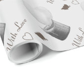 grijs romantisch hartvormig vlamkaartje voor hem cadeaupapier (Rol Hoek)