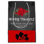 Grijs Rood Bloemen Abstract Elegant Modern Schatti Medium Cadeauzakje (Voorkant)