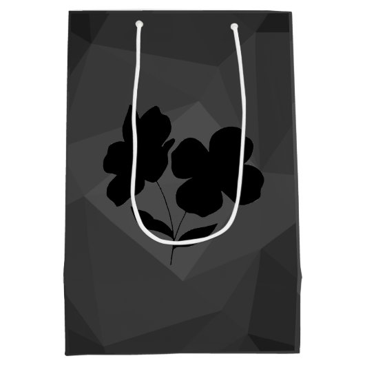 Grijs Rood Bloemen Abstract Elegant Modern Schatti Medium Cadeauzakje (Achterkant)