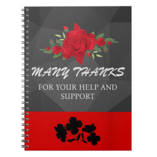Grijs Rood Bloemen Abstract Elegant Modern Schatti Notitieboek