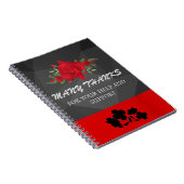 Grijs Rood Bloemig Abstract Elegant Modern Schatti Notitieboek (Rechterzijde)