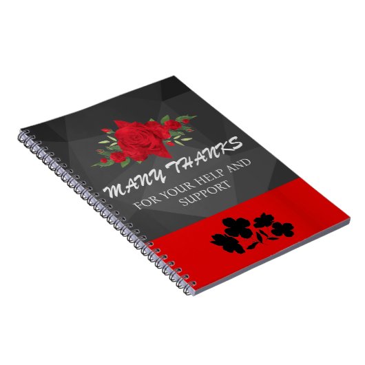 Grijs Rood Bloemig Abstract Elegant Modern Schatti Notitieboek (Rechterzijde)