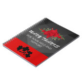 Grijs Rood Bloemig Abstract Elegant Modern Schatti Notitieboek (Linkerzijde)