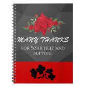 Grijs Rood Bloemig Abstract Elegant Modern Schatti Notitieboek (Voorkant)