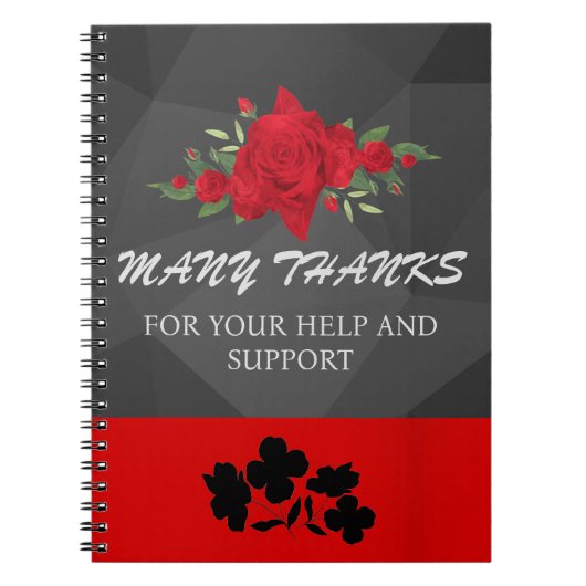 Grijs Rood Bloemig Abstract Elegant Modern Schatti Notitieboek (Voorkant)