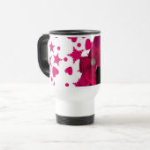 grijs rood en wit gepatterd monogram reisbeker (Voorkant links)