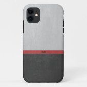 Grijs, Rood en zwart  faux leer Case-Mate iPhone Case (Achterkant)