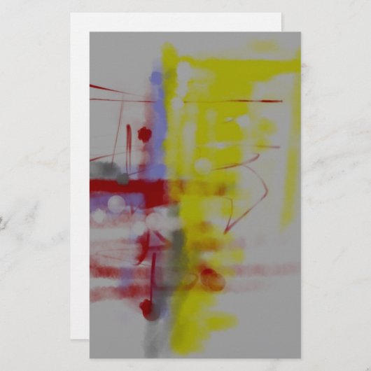 Grijs Rood Geel Abstract Expressionisme Briefpapier (Voorkant / Achterkant)