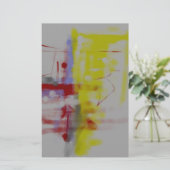 Grijs Rood Geel Abstract Expressionisme Briefpapier (Staand voorkant)