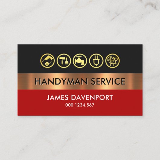 Grijs Rood Goud Handyman Layer Visitekaartje (Voorkant)