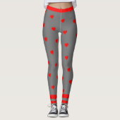 Grijs Rood Hart Gym Leggings (Voorkant)