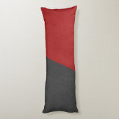 Grijs & rood leer geometrisch ontwerp lichaamskussen (Achterkant (Verticaal))