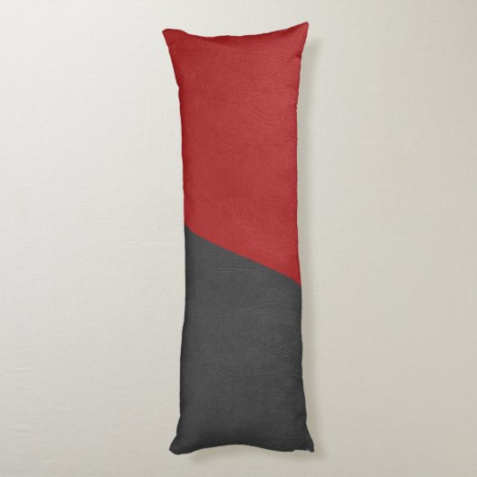Grijs & rood leer geometrisch ontwerp lichaamskussen (Achterkant (Verticaal))