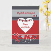 Grijs rood met harten en gedenkdag kaart (Gele Bloem)