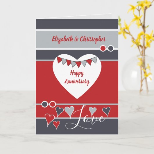 Grijs rood met harten en gedenkdag kaart (Gele Bloem)