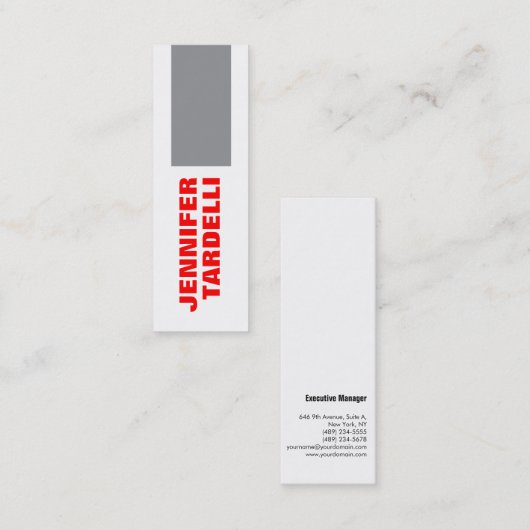 Grijs rood, minimalistisch, modern professioneel mini visitekaartje (Voorkant / Achterkant)