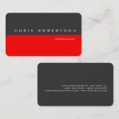 Grijs Rood Modern Eenvoudig Visitekaartje (Voorkant / Achterkant)