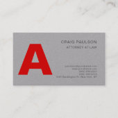 Grijs Rood Monogram Advocaat bij Modern Law Visitekaartje (Voorkant)