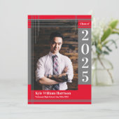 Grijs Rood School Kleur Afstuderen Foto Plaid Kaart (Staand voorkant)