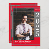 Grijs Rood School Kleur Afstuderen Foto Plaid Kaart (Voorkant / Achterkant)