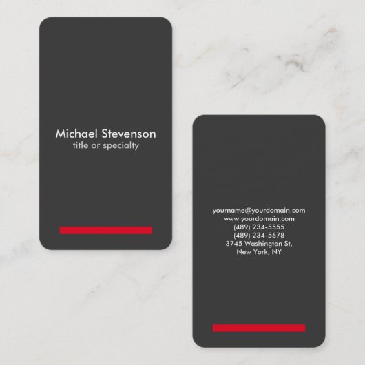 Grijs rood - Verticaal Visitekaartje met professio (Voorkant / Achterkant)