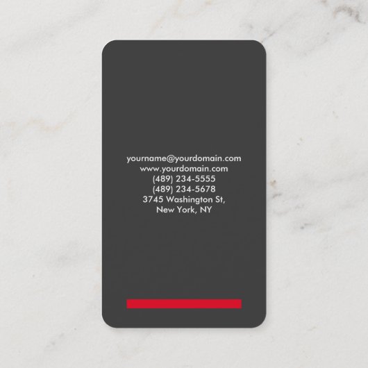 Grijs rood - Verticaal Visitekaartje met professio (Achterkant)