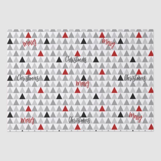 Grijs Rood Vrolijk Kerstcadeau Wrapping Tissuepapier (Voorkant)