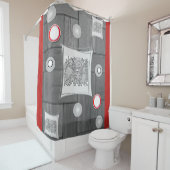 grijs rood wit douwergordijn douchegordijn (In situ)