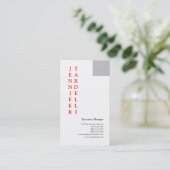 Grijs Rood Wit Minimalistisch Modern Professional Visitekaartje (Staand voorkant)