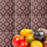 grijs rood zwart etnisch geometrisch patroon tegeltje<br><div class="desc">Dit decoratieve ontwerp van de tegel is een levendige en opvallende aanvulling op elke ruimte, met een naadloos patroon dat bestaat uit geometrische vormen in grijze, rode en zwarte tinten. Het vette gebruik van kleur en contrast in het ontwerp creëer een oog-vangend effect dat onmiddellijk de aandacht van de kijker...</div>