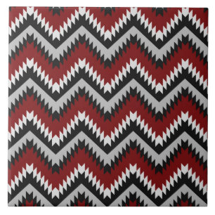 Grijs rood zwart tegelpatroon Aztec Tegeltje