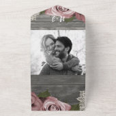 Grijs Roos Dusty White Lace Wedding + RSVP All In One Uitnodiging (Buitenkant)