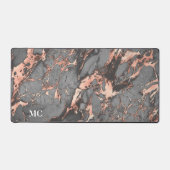 Grijs Roos Goud Marmer & Monogram Bureaumat (Voorkant)