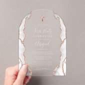 Grijs Roos Gouden Agaat Roze Boog Eerste Communie Acryl Uitnodigingen (Insitu (Draagbaar))