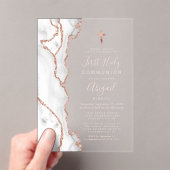 Grijs Roos Gouden Agaat Roze Eerste Heilige Commun Acryl Uitnodigingen (Insitu (Draagbaar))