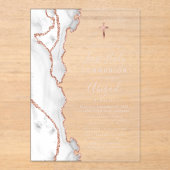 Grijs Roos Gouden Agaat Roze Eerste Heilige Commun Acryl Uitnodigingen (Voorkant)