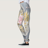 Grijs Roos Kant AI kunst Leggings (Links)