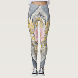 Grijs Roos Kant AI kunst Leggings