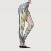 Grijs Roos Kant AI kunst Leggings (Rechts)