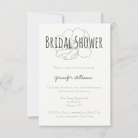 Grijs roos moderne bruidsdouche uitnodigingen (Voorkant)