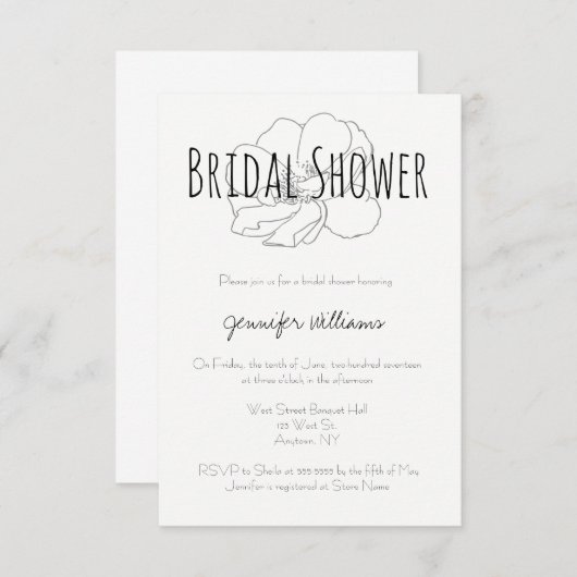 Grijs roos moderne bruidsdouche uitnodigingen (Voorkant / Achterkant)