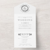 grijs roos op witte bruiloft all in one uitnodiging (Binnen)