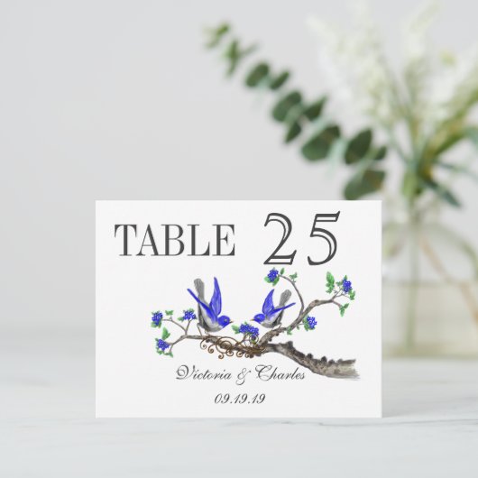  Grijs Royal Blue Tortelduifjes Tafelnummer (Staand voorkant)