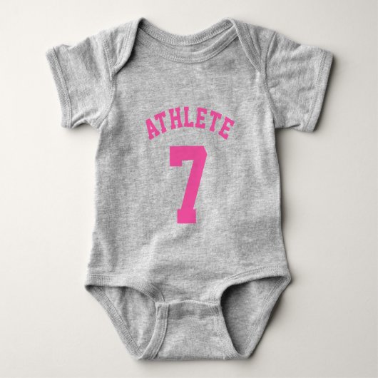 Grijs & Roze Baby | Sporttrui ontwerp Romper (Voorkant)