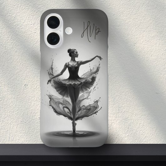 Grijs Roze Ballerina Splash Custom Initialen Balle Case-Mate iPhone Case