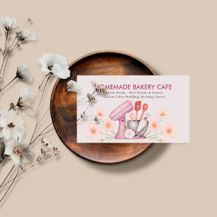 Grijs Roze Bloemen Bakken & Koken Utensil Ba Visitekaartje