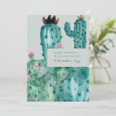 Grijs Roze Bloemen Desert Cacti Foliage Kaart (Staand voorkant)