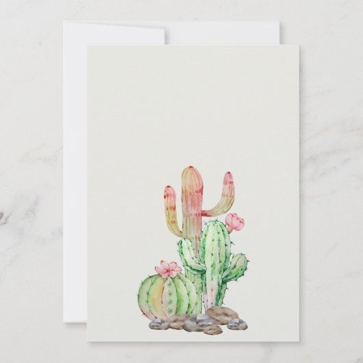 Grijs Roze Bloemen Desert Cacti Foliage Kaart (Achterkant)